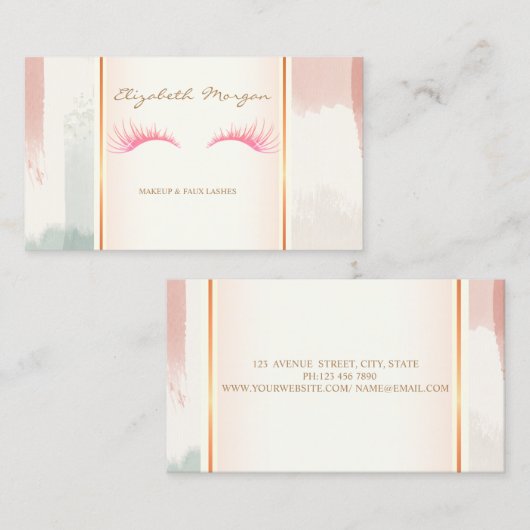 Meisjes Moderne, Waterverf penseelstreekas Visitekaartje (Voorkant / Achterkant)