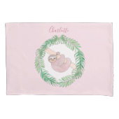 Meisjes Moderne Waterverf Sloth Specialized Pink Kussensloop (Voorkant)