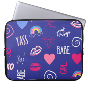 meisjes modes naadloos met slogan . Handje d Laptop Sleeve