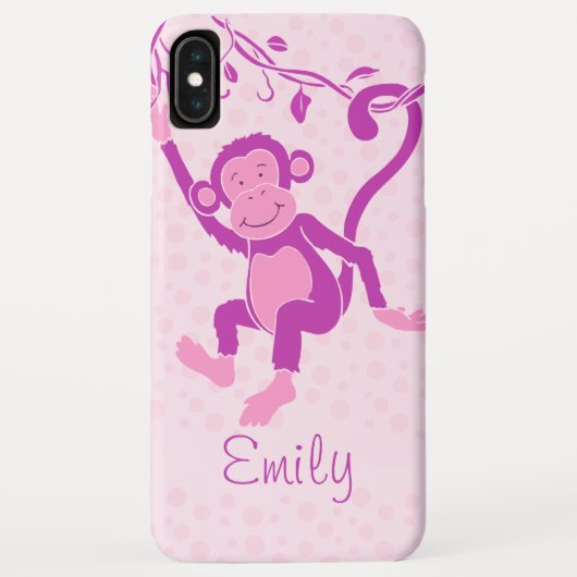 Meisjes monkey roze paarse grafische naam Case-Mate iPhone case (Achterkant)