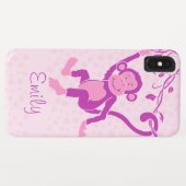 Meisjes monkey roze paarse grafische naam Case-Mate iPhone case (Achterkant (horizontaal))
