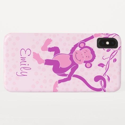 Meisjes monkey roze paarse grafische naam Case-Mate iPhone case (Achterkant (horizontaal))