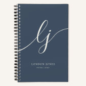 Meisjes Monogram Calligrafie 2 Beginletters Navy I Notitieboek (Voorkant)