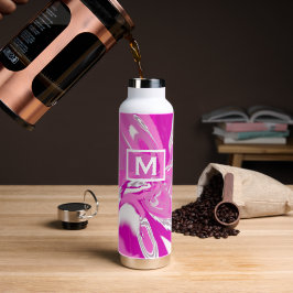 Meisjes monogram in Fuchsia roze moderne kunst Waterfles