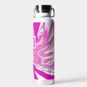 Meisjes monogram in Fuchsia roze moderne kunst Waterfles (Achterkant)