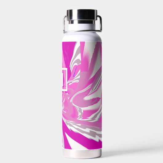 Meisjes monogram in Fuchsia roze moderne kunst Waterfles (Achterkant)