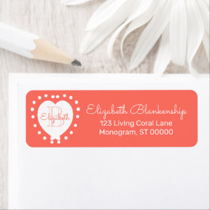Meisjes Monogram Koraal Stip Sjabloon Etiket