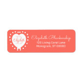 Meisjes Monogram Koraal Stip Sjabloon Etiket (Voorkant)