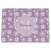 Meisjes Monogram Light Paarse Daisy Flowers en Nam Large Cadeautasje (Voorkant)