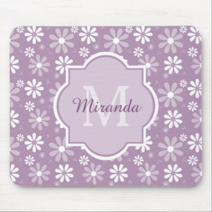 Meisjes Monogram Light Paarse Daisy Flowers en Nam Muismat