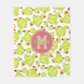 Meisjes Monogrammed Tennisballen Harten Patroon Fleece Deken (Voorkant)
