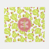 Meisjes Monogrammed Tennisballen Harten Patroon Fleece Deken (Voorkant (Horizontaal))