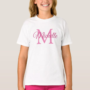 Meisjes monogrammen, witte en roze Sjabloon T-shirt