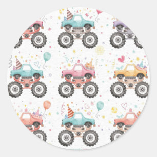 Meisjes Monster Truck Stickers Roze Waterverf Truc