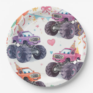 Meisjes Monster Truck Verjaardag Papieren Borden R Bordje