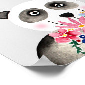 Meisjes Mooie Bloemen Aquarel Panda en Naam Poster (Hoek)