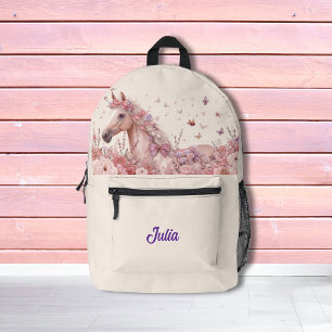 Meisjes Mooie Paardjes Pastel Bloemen Paard Bedrukte Rugzak