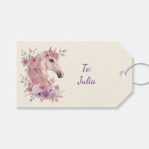 Meisjes Mooie Paardjes Pastel Bloemen Paard Cadeaulabel