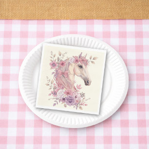 Meisjes Mooie Paardjes Pastel Bloemen Paard Servet