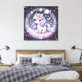 Meisjes Mooie Regenboog Eenhoorn Canvas Afdruk (Insitu (Slaapkamer))