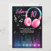 Meisjes Muzikale Glow Verjaardag Uitnodiging (Voorkant)