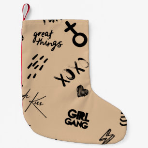 Meisjes naadloos patroon met kalligrafische slogan kleine kerstsok