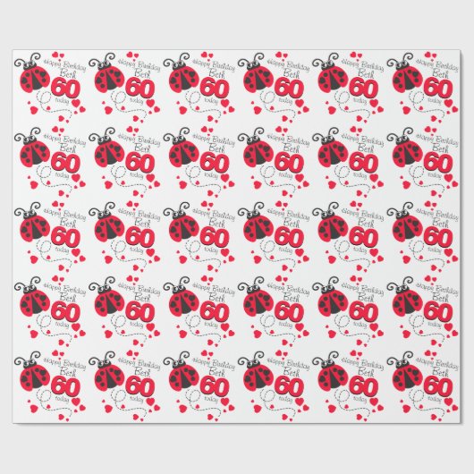 Meisjes naam 60e verjaardag lieveheersbeestje patt cadeaupapier (Vlak)