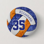 Meisjes naam blauw sinaasappel volleybal team kleu ronde button 5,7 cm (Voorkant)