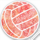 Meisjes naam Boho Bloemen sinaasappel Volleybal Sticker (Voorkant)