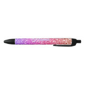 Meisjes naam Bright Paarse Mauve Roze Glitter Effe Zwarte Inkt Pen (Bodem)