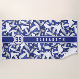 meisjes naam jersey nummer blauw wit volleyballen strandlaken