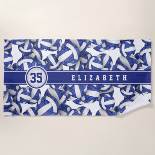 meisjes naam jersey nummer blauw wit volleyballen strandlaken
