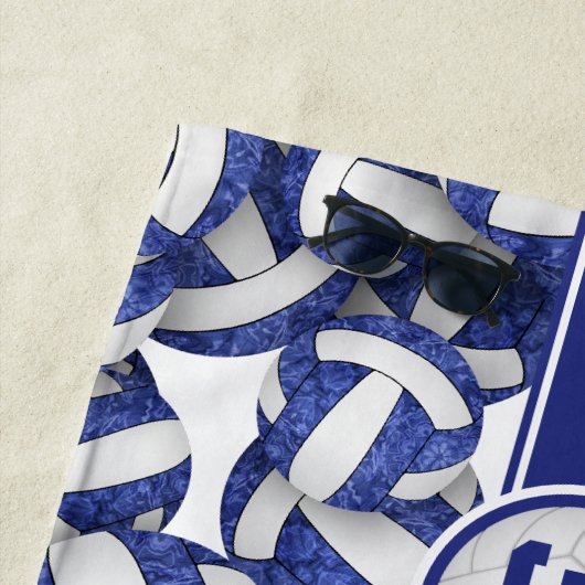 meisjes naam jersey nummer blauw wit volleyballen strandlaken (In situ)