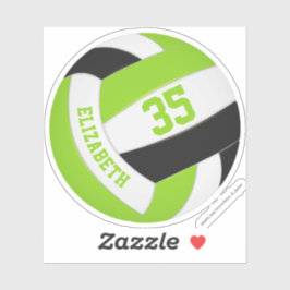meisjes naam jersey nummer limoen zwarte volleybal sticker