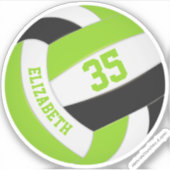 meisjes naam jersey nummer limoen zwarte volleybal sticker (Voorkant)