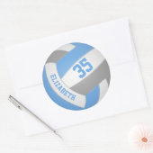 meisjes naam jersey nummer lt blue gray volleyball ronde sticker (Envelop)