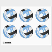 meisjes naam jersey nummer lt blue volleyball ronde sticker (Vel)