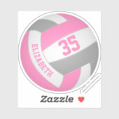 meisjes naam jersey nummer roze grijs volleybal sticker (Vel)