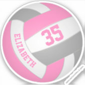 meisjes naam jersey nummer roze grijs volleybal sticker (Voorkant)