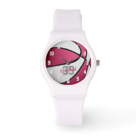 meisjes naam jersey nummer roze wit basketbal horloge