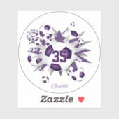 meisjes naam jersey nummer voetballen paarse sterr sticker (Vel)