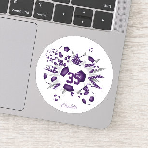 meisjes naam jersey nummer voetballen paarse sterr sticker