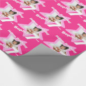 Meisjes naam leeftijd 7 voeg je foto roze ster pat cadeaupapier (Hoek)