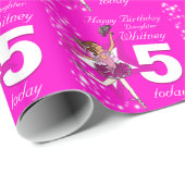 Meisjes naam leeftijd ballerina roze verjaardag pa cadeaupapier (Rol Hoek)