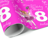 Meisjes naam leeftijd ballerina roze verjaardag pa cadeaupapier (Rol Hoek)