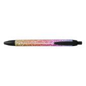 Meisjes Naam op Bright Pink & Gold Glitter Effect Zwarte Inkt Pen (Achterkant)