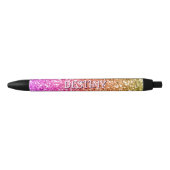 Meisjes Naam op Bright Pink & Gold Glitter Effect Zwarte Inkt Pen (Voorkant)