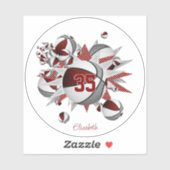 Meisjes Naam op Maroon Grijze basketballen Sterren Sticker (Vel)