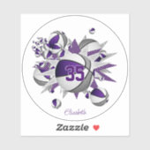 Meisjes naam op paarse grijze basketballen sterren sticker (Vel)