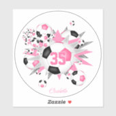 Meisjes naam op roze zwart voetbal blowout sticker (Vel)